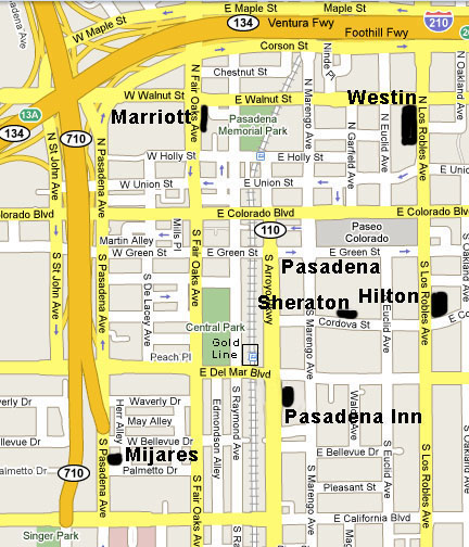 Pasadena hotel map