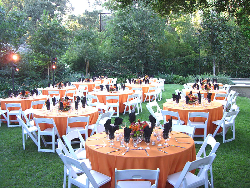 dinner table set up on the lawn